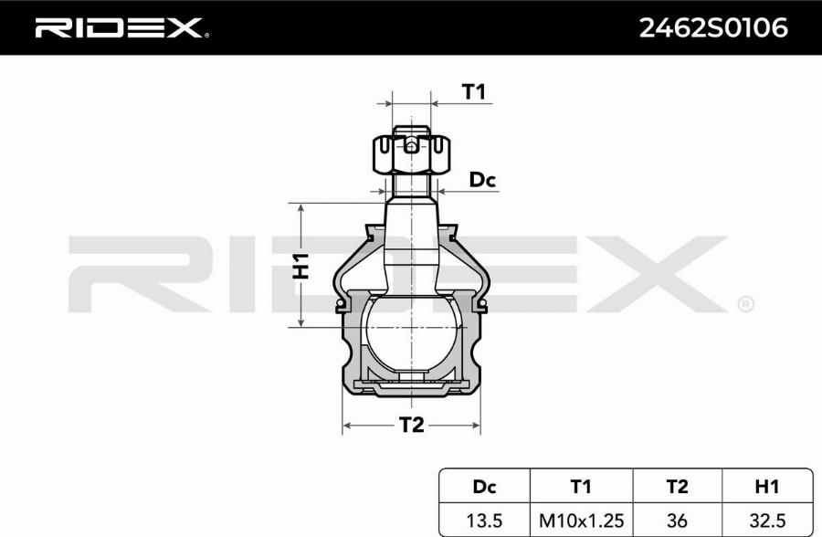 RIDEX 2462S0106 - Rotule de suspension cwaw.fr