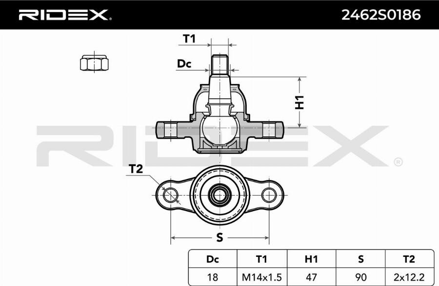 RIDEX 2462S0186 - Rotule de suspension cwaw.fr