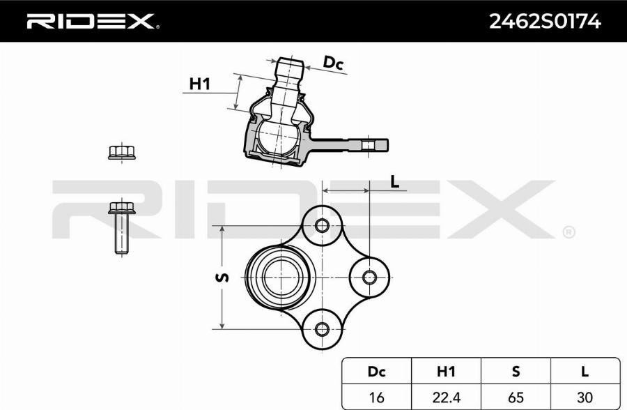 RIDEX 2462S0174 - Rotule de suspension cwaw.fr