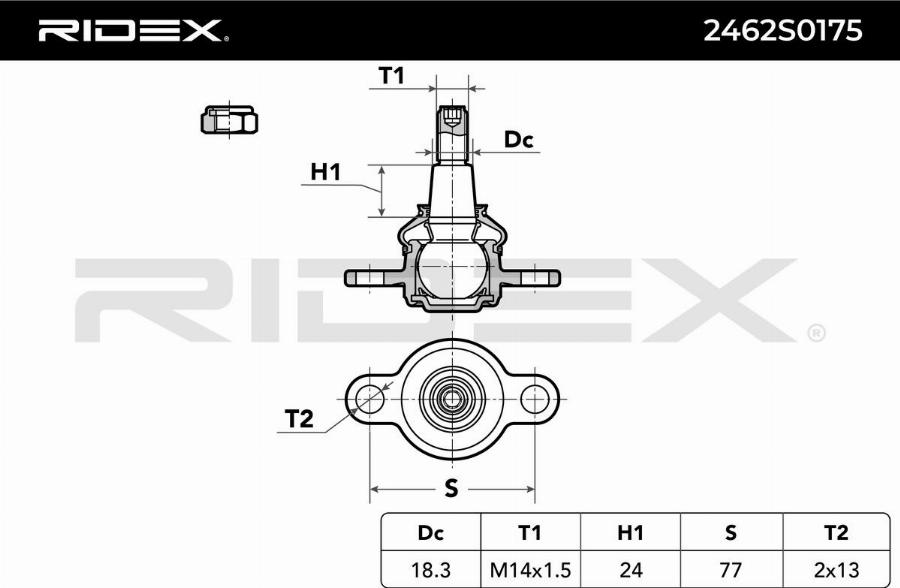 RIDEX 2462S0175 - Rotule de suspension cwaw.fr