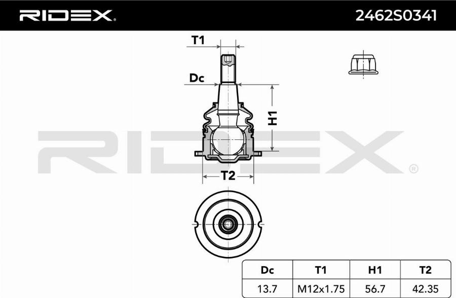 RIDEX 2462S0341 - Rotule de suspension cwaw.fr