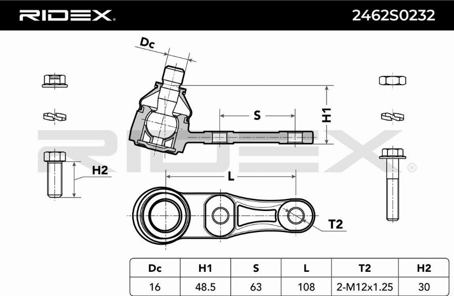 RIDEX 2462S0232 - Rotule de suspension cwaw.fr