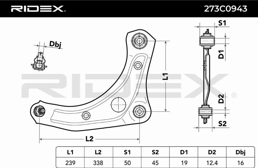 RIDEX 273C0943 - Bras de liaison, suspension de roue cwaw.fr