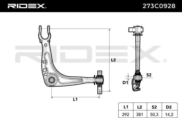 RIDEX 273C0928 - Bras de liaison, suspension de roue cwaw.fr