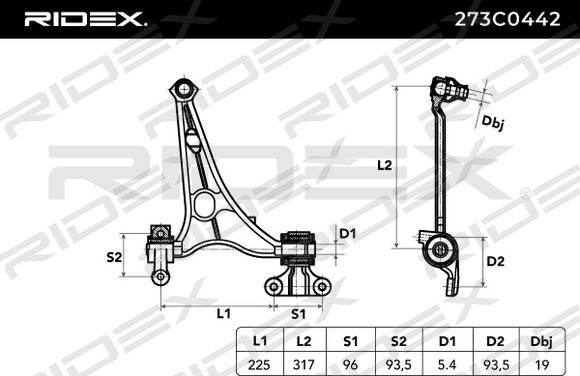 RIDEX 273C0442 - Bras de liaison, suspension de roue cwaw.fr