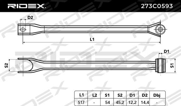 RIDEX 273C0593 - Bras de liaison, suspension de roue cwaw.fr