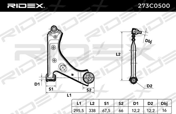 RIDEX 273C0500 - Bras de liaison, suspension de roue cwaw.fr