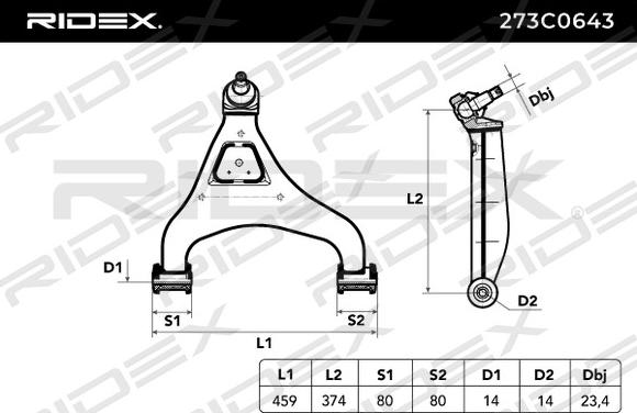 RIDEX 273C0643 - Bras de liaison, suspension de roue cwaw.fr