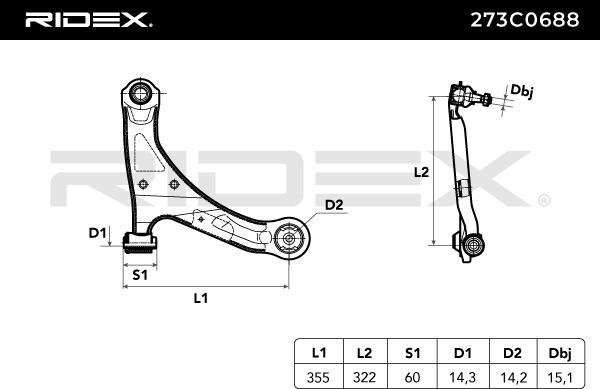 RIDEX 273C0688 - Bras de liaison, suspension de roue cwaw.fr