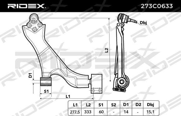 RIDEX 273C0633 - Bras de liaison, suspension de roue cwaw.fr