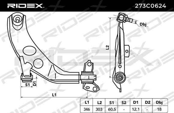 RIDEX 273C0624 - Bras de liaison, suspension de roue cwaw.fr