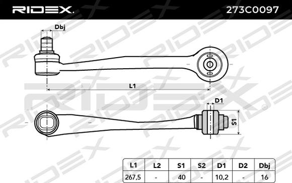 RIDEX 273C0097 - Bras de liaison, suspension de roue cwaw.fr