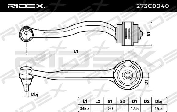 RIDEX 273C0040 - Bras de liaison, suspension de roue cwaw.fr