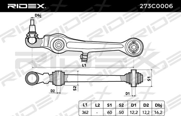 RIDEX 273C0006 - Bras de liaison, suspension de roue cwaw.fr