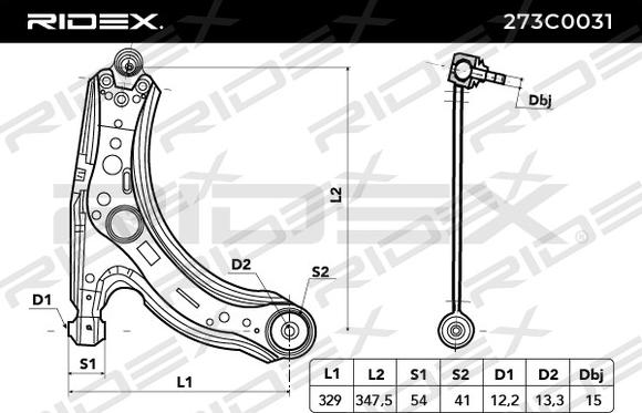 RIDEX 273C0031 - Bras de liaison, suspension de roue cwaw.fr