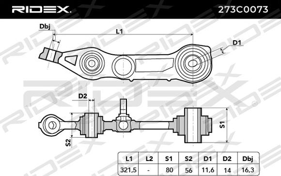 RIDEX 273C0073 - Bras de liaison, suspension de roue cwaw.fr