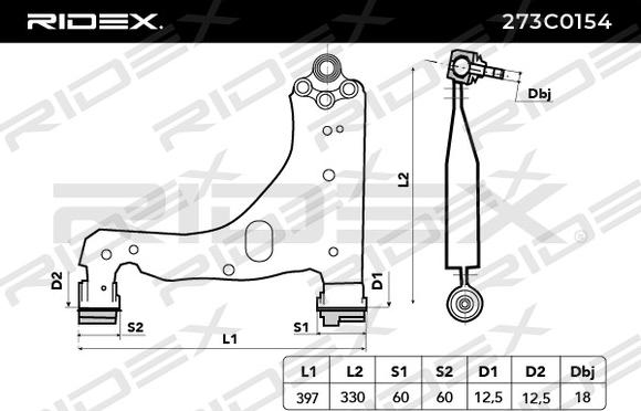 RIDEX 273C0154 - Bras de liaison, suspension de roue cwaw.fr