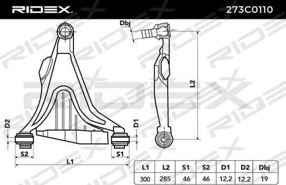 RIDEX 273C0110 - Bras de liaison, suspension de roue cwaw.fr