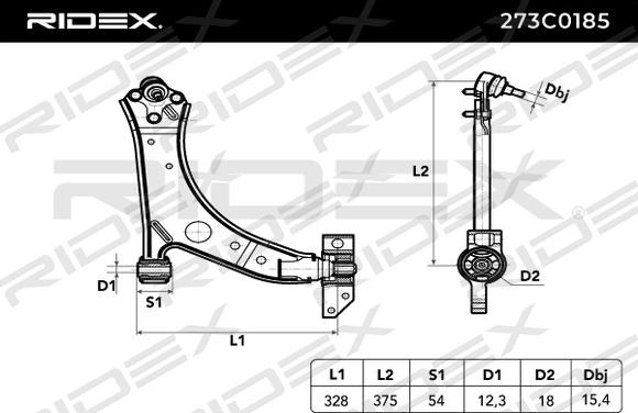 RIDEX 273C0185 - Bras de liaison, suspension de roue cwaw.fr