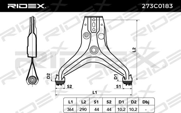 RIDEX 273C0183 - Bras de liaison, suspension de roue cwaw.fr