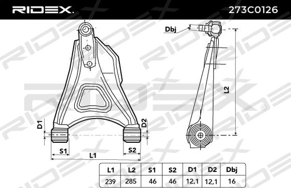 RIDEX 273C0126 - Bras de liaison, suspension de roue cwaw.fr