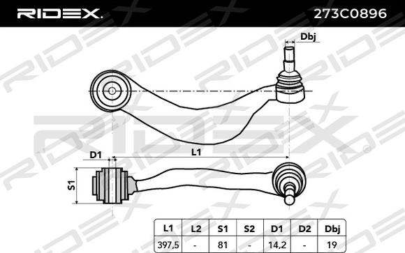 RIDEX 273C0896 - Bras de liaison, suspension de roue cwaw.fr