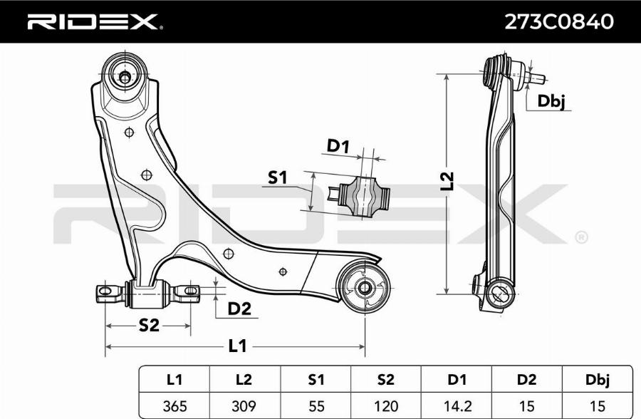 RIDEX 273C0840 - Bras de liaison, suspension de roue cwaw.fr