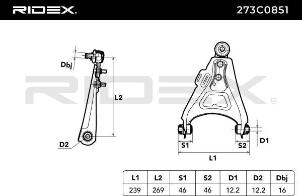 RIDEX 273C0851 - Bras de liaison, suspension de roue cwaw.fr