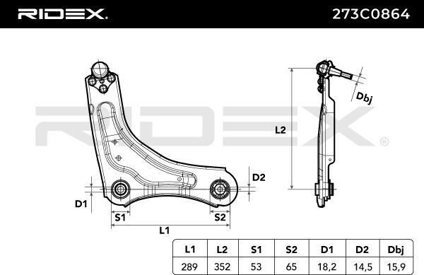 RIDEX 273C0864 - Bras de liaison, suspension de roue cwaw.fr