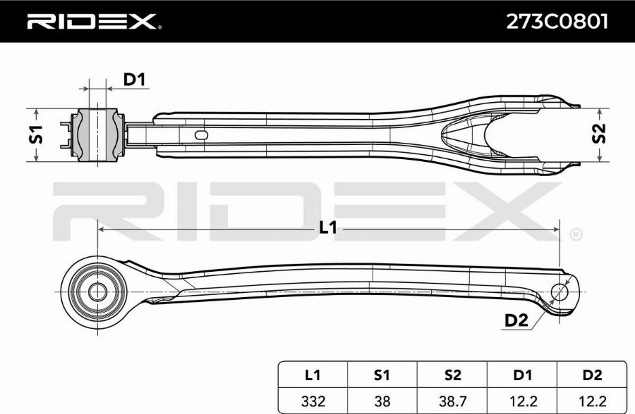 RIDEX 273C0801 - Bras de liaison, suspension de roue cwaw.fr