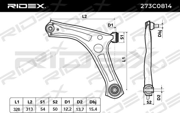 RIDEX 273C0814 - Bras de liaison, suspension de roue cwaw.fr