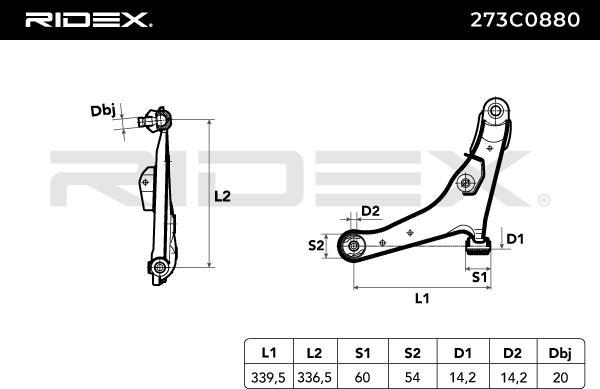 RIDEX 273C0880 - Bras de liaison, suspension de roue cwaw.fr