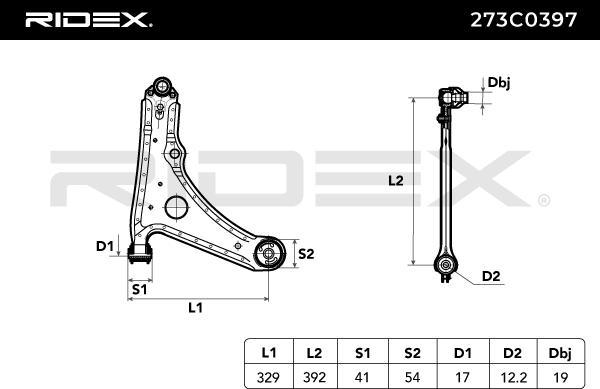 RIDEX 273C0397 - Bras de liaison, suspension de roue cwaw.fr