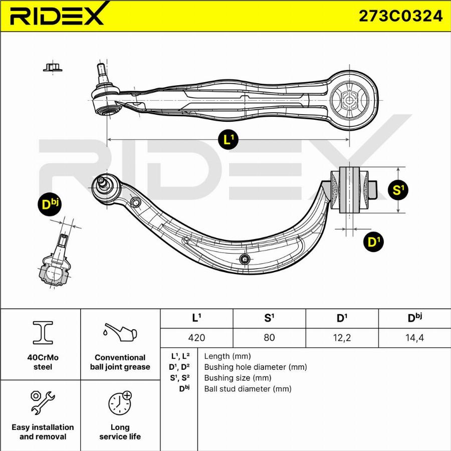 RIDEX 273C0324 - Bras de liaison, suspension de roue cwaw.fr