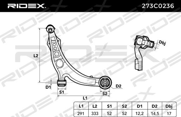 RIDEX 273C0236 - Bras de liaison, suspension de roue cwaw.fr