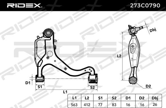 RIDEX 273C0790 - Bras de liaison, suspension de roue cwaw.fr