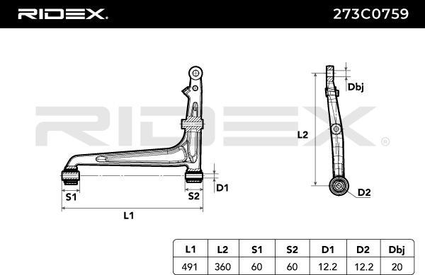 RIDEX 273C0759 - Bras de liaison, suspension de roue cwaw.fr