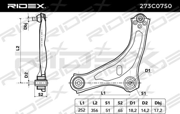 RIDEX 273C0750 - Bras de liaison, suspension de roue cwaw.fr