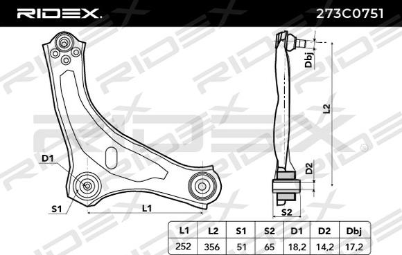 RIDEX 273C0751 - Bras de liaison, suspension de roue cwaw.fr