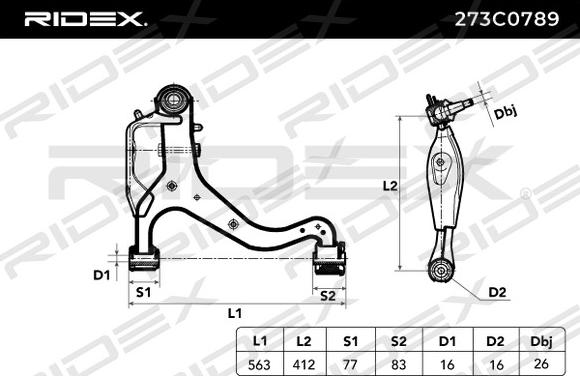 RIDEX 273C0789 - Bras de liaison, suspension de roue cwaw.fr