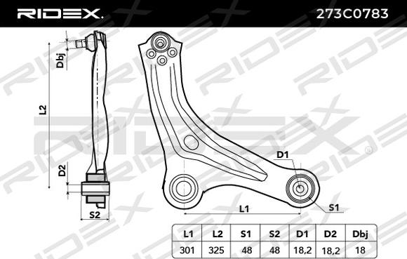 RIDEX 273C0783 - Bras de liaison, suspension de roue cwaw.fr