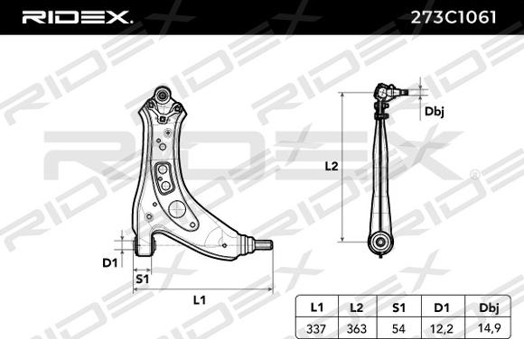 RIDEX 273C1061 - Bras de liaison, suspension de roue cwaw.fr