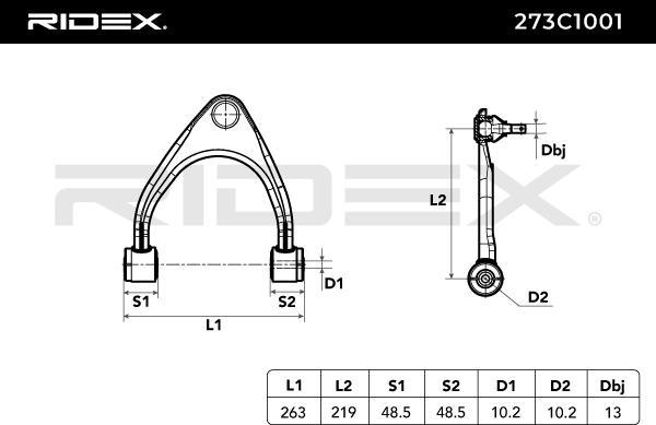 RIDEX 273C1001 - Bras de liaison, suspension de roue cwaw.fr