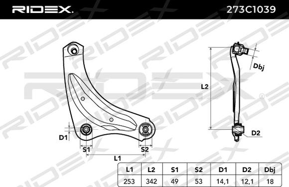 RIDEX 273C1039 - Bras de liaison, suspension de roue cwaw.fr