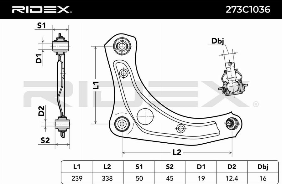 RIDEX 273C1036 - Bras de liaison, suspension de roue cwaw.fr