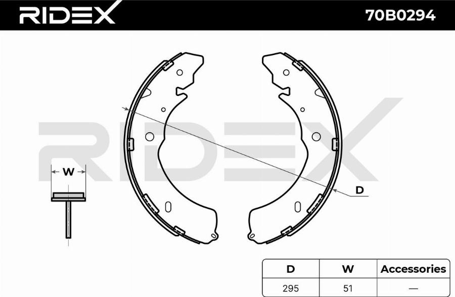 RIDEX 70B0294 - Jeu de mâchoires de frein cwaw.fr