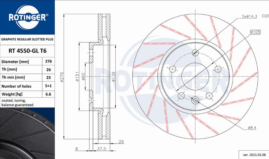 Rotinger RT 4550-GL T6 - Disque de frein cwaw.fr