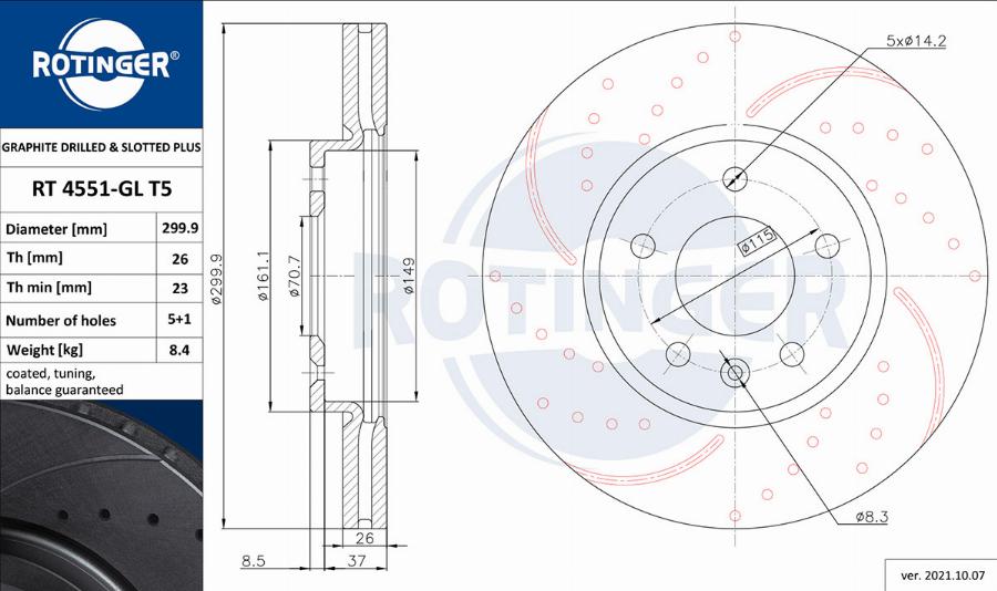 Rotinger RT 4551-GL T5 - Disque de frein cwaw.fr