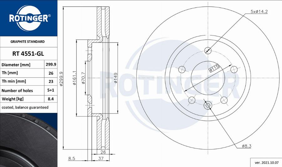 Rotinger RT 4551-GL - Disque de frein cwaw.fr