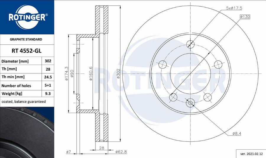 Rotinger RT 4552-GL - Disque de frein cwaw.fr